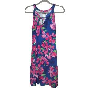Tommy Bahama Blue and Pink Floral Swim Coverup With Pockets